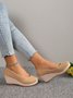 Women Minimalist Linen Fabric Wedge Heel Shallow Shoes