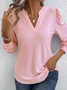 Women's Casual Jacquard V Neck T-Shirt
