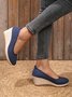 Women Minimalist Linen Fabric Wedge Heel Shallow Shoes