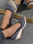 Women Minimalist Linen Fabric Wedge Heel Shallow Shoes