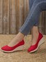 Women Minimalist Linen Fabric Wedge Heel Shallow Shoes