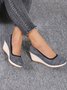 Women Minimalist Linen Fabric Wedge Heel Shallow Shoes