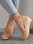 Women Minimalist Linen Fabric Wedge Heel Shallow Shoes