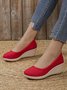 Women Minimalist Linen Fabric Wedge Heel Shallow Shoes