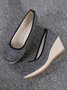 Women Minimalist Linen Fabric Wedge Heel Shallow Shoes