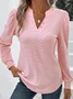 Women's Casual Jacquard V Neck T-Shirt