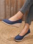 Women Minimalist Linen Fabric Wedge Heel Shallow Shoes