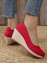 Women Minimalist Linen Fabric Wedge Heel Shallow Shoes