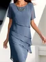 Elegant Plain Crew Neck Regular Fit Wedding Dress & Party Dress