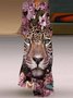 Casual Animal V neck Dress With No