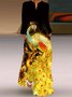 Casual Animal V neck Dress With No