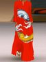 Casual Animal V neck Dress With No