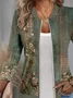 Women's Spring/Fall Outerwear Casual Jersey Zipper Floral Long Sleeve Jacket
