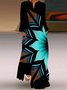 Casual Animal V neck Dress With No