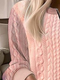 Solid Color Casual Texture Knitted Sweater Zipper Sweatshirt