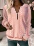 Solid Color Casual Texture Knitted Sweater Zipper Sweatshirt