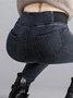 Denim Casual Plain Tight Jeans
