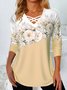 Contrasting Floral Loose Knit T-Shirt