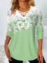 Contrasting Floral Loose Knit T-Shirt