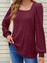 Square Neck Casual Loose Plain Shirt