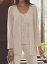 Elegant Loose V Neck Chiffon Matching Outfit Mother of the Bride 3 PCS Pantsuits