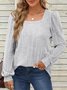 Square Neck Casual Loose Plain Shirt