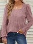 Square Neck Casual Loose Plain Shirt