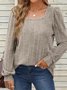 Square Neck Casual Loose Plain Shirt