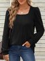 Square Neck Casual Loose Plain Shirt