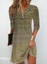 Loose Ethnic Casual V Neck Dress