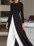 Women's Jersey Plain Daily Going Out Two Piece Set Long Sleeve Casual Spring/Fall Top With Pants Matching Set