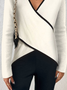 Plain Casual Loose V Neck Shirt