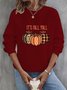 Crew Neck Halloween Pumpkin Sweatshirt For Women