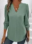 Women's Casual Jacquard V Neck T-Shirt