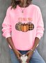 Crew Neck Halloween Pumpkin Sweatshirt For Women