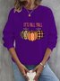 Crew Neck Halloween Pumpkin Sweatshirt For Women
