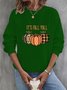 Crew Neck Halloween Pumpkin Sweatshirt For Women