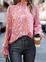 Women's Zebra Long Sleeve Blouse_ Spring/Fall Peplum Mock Neck Daily Casual Top