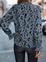 Women's Zebra Long Sleeve Blouse_ Spring/Fall Peplum Mock Neck Daily Casual Top