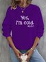 Crew Neck Casual Text Letters Loose Sweatshirt
