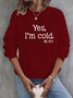 Crew Neck Casual Text Letters Loose Sweatshirt