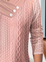 Casual Knitted Buckle Plain Shirt