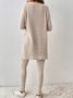 Women's Lace Edge Plain Daily Going Out Two Piece Set Long Sleeve Casual Spring/Fall Top With Pants Matching Set