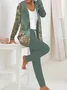 Women's Floral Daily Going Out Two Piece Set Long Sleeve Casual Spring/Fall Coat With Pants Matching Set