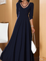 V Neck Elegant Regular Fit Plain Dress