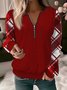 Plaid Casual Loose Split Joint Sweatshirt