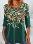 V Neck Casual Floral T-Shirt