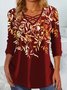 V Neck Casual Floral T-Shirt
