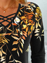 V Neck Casual Floral T-Shirt