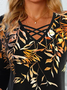 V Neck Casual Floral T-Shirt